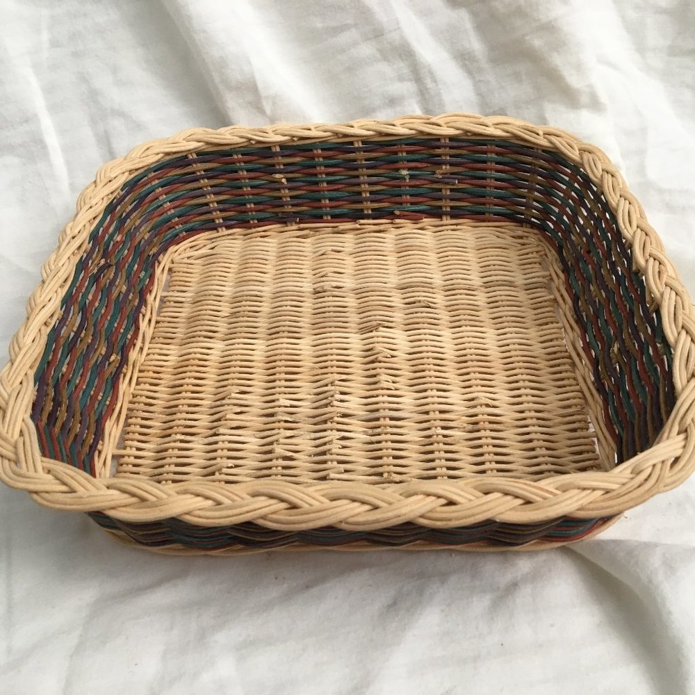 Multi-colored Square Wicker Basket